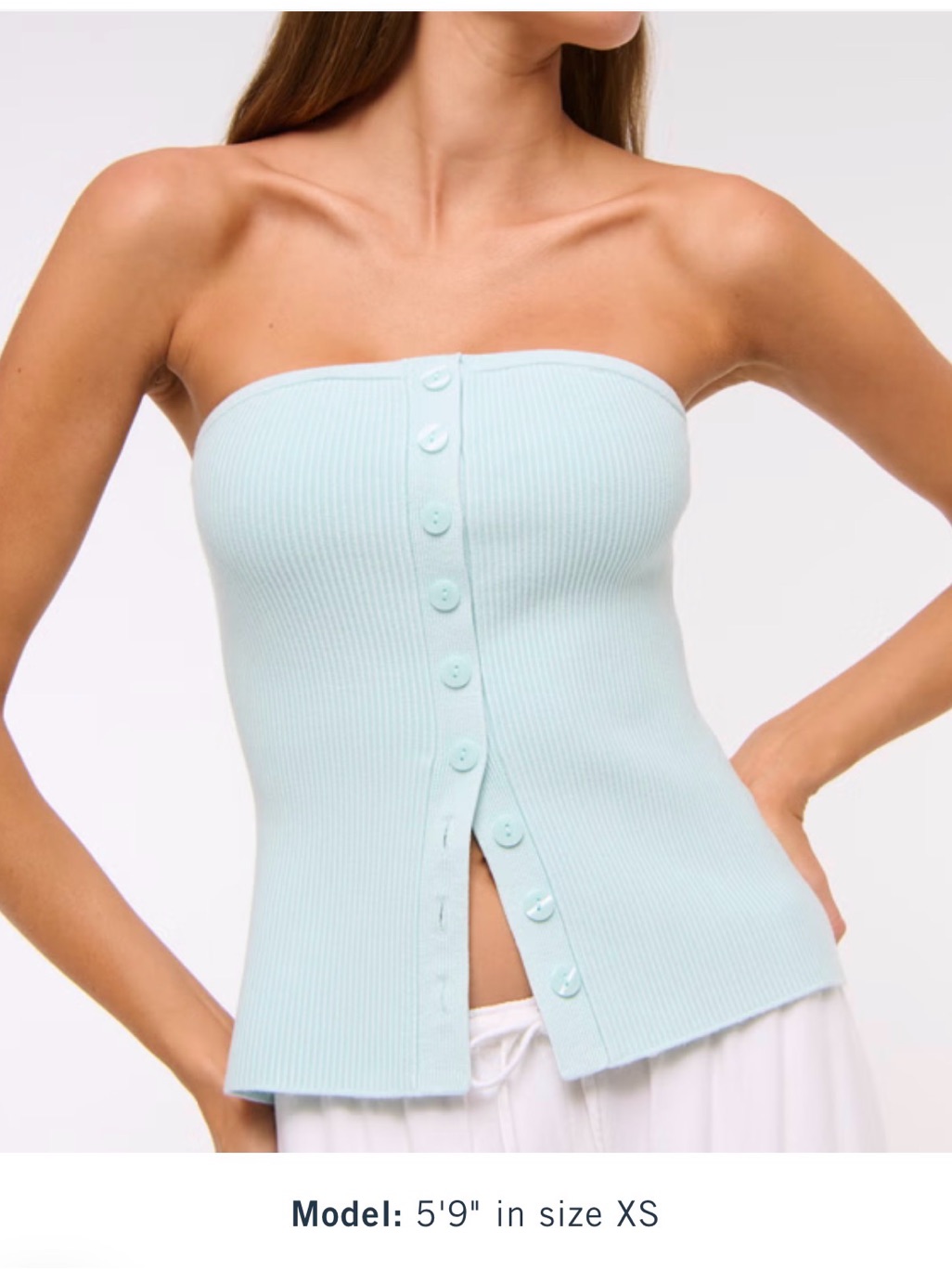 Nwt Abercrombie & Fitch Light Aqua Ribbed Strapless Top